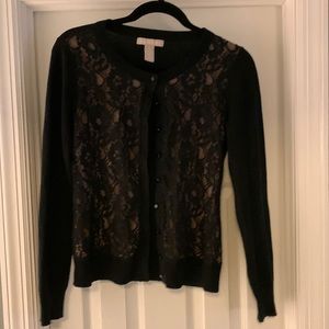 Banana republic black and tan lace cardigan like new